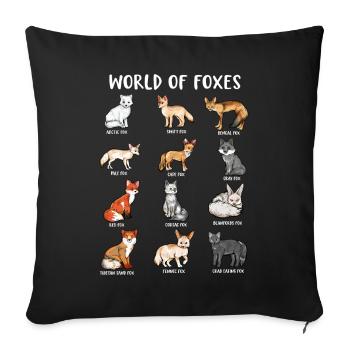 Many species of foxes - World of Foxes - Sofa pillowcase 17,3'' x 17,3'' (45 x 45 cm) - black - Front