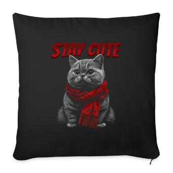 Echarpe de chat Restez mignon - Housse de coussin décorative 45 x 45 cm - noir - Devant