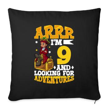 I'm 9 - Young Pirate - Sofa pillowcase 17,3'' x 17,3'' (45 x 45 cm) - black - Front