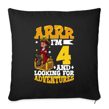 I'm 4 - Boy Pirate - Sofa pillowcase 17,3'' x 17,3'' (45 x 45 cm) - black - Front