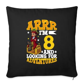 I'm 8 - Young Pirate - Sofa pillowcase 17,3'' x 17,3'' (45 x 45 cm) - black - Front