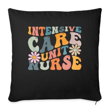 Infirmière groovy en soins intensifs IC - Housse de coussin décorative 45 x 45 cm - noir - Devant