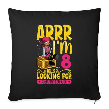 I'm 8 - Girl Pirate - Sofa pillowcase 17,3'' x 17,3'' (45 x 45 cm) - black - Front