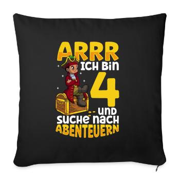 Ich bin 4 - Jungen Pirat - Sofakissenbezug 45 x 45 cm - Schwarz - Vorne