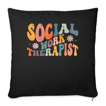 Groovy Social Work Therapist Therapy Social Work - Sofa pillowcase 17,3'' x 17,3'' (45 x 45 cm) - black - Front