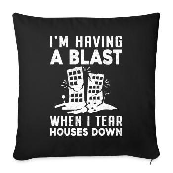 Journée amusante de démolition de maison - Housse de coussin décorative 45 x 45 cm - noir - Devant