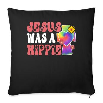 Groovy Frieden Liebe Christliches Kreuz - Sofakissenbezug 45 x 45 cm - Schwarz - Vorne