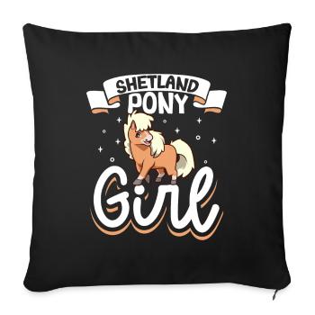 Shetland Pony Girl - Sofakissenbezug 45 x 45 cm - Schwarz - Vorne