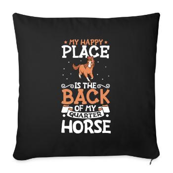 Mon endroit préféré - Quarter Horse - Housse de coussin décorative 45 x 45 cm - noir - Devant