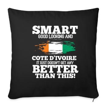 Côte d’Ivoire - Housse de coussin décorative 45 x 45 cm - noir - Devant