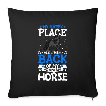 Mon endroit préféré - Frison - Housse de coussin décorative 45 x 45 cm - noir - Devant