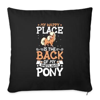 Mon endroit préféré - Shetland Pony - Housse de coussin décorative 45 x 45 cm - noir - Devant