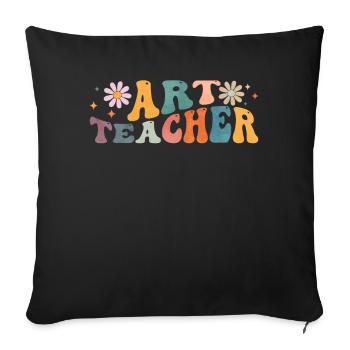 Groovy Art Teacher Artiste Artiste Artiste Artistique - Housse de coussin décorative 45 x 45 cm - noir - Devant