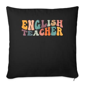 Groovy English Teacher Grammar Literature - Housse de coussin décorative 45 x 45 cm - noir - Devant