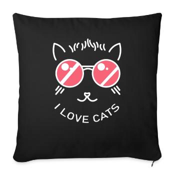 I love Cats, I love cats - Sofa pillowcase 17,3'' x 17,3'' (45 x 45 cm) - black - Front