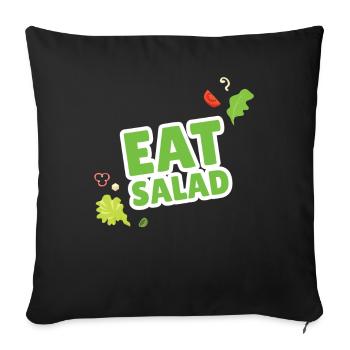 Mangez Salad Salat Vegan Veganer - Housse de coussin décorative 45 x 45 cm - noir - Devant