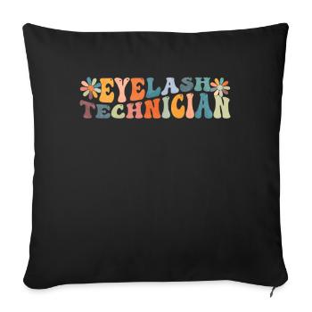 Groovy Eyelash Technician Lash Tech Beautician - Housse de coussin décorative 45 x 45 cm - noir - Devant