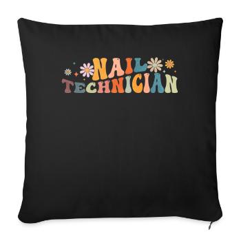 Groovy Nail Technician Nail Tech Manicurist - Sofa pillowcase 17,3'' x 17,3'' (45 x 45 cm) - black - Front