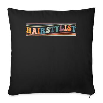 Groovy Hairstylist Hairdresser - Sofa pillowcase 17,3'' x 17,3'' (45 x 45 cm) - black - Front