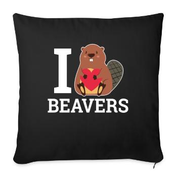 I Lover Beavers Beaver Rodent Heart - Sofa pillowcase 17,3'' x 17,3'' (45 x 45 cm) - black - Front