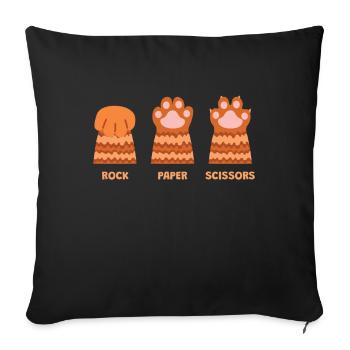 Rock Paper Scissors Cat Kitten - Sofa pillowcase 17,3'' x 17,3'' (45 x 45 cm) - black - Front