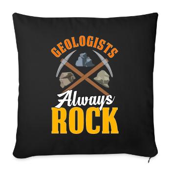 Drôle de géologue minéral de chasse aux roches - Housse de coussin décorative 45 x 45 cm - noir - Devant