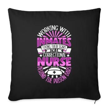 Nurse behind bars - nurse in prison - Sofa pillowcase 17,3'' x 17,3'' (45 x 45 cm) - black - Front