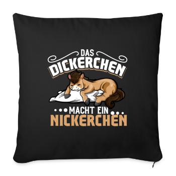 Pferd - Das Dickerchen macht ein Nickerchen - Sofakissenbezug 45 x 45 cm - Schwarz - Vorne