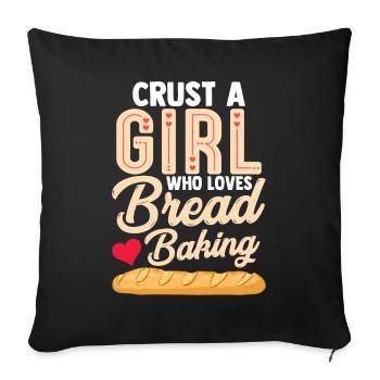 Drôle de croûte Une fille qui aime faire du pain - Housse de coussin décorative 45 x 45 cm - noir - Devant