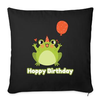 Hoppy Birthday Frog Frogs Kids - Sofa pillowcase 17,3'' x 17,3'' (45 x 45 cm) - black - Front