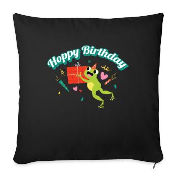 Hoppy Birthday Frog Frogs Kids - Sofa pillowcase 17,3'' x 17,3'' (45 x 45 cm) - black - Front