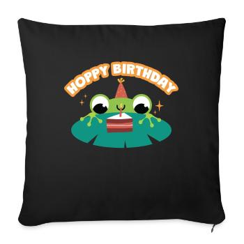 Hoppy Birthday Frog Frogs Kids - Sofa pillowcase 17,3'' x 17,3'' (45 x 45 cm) - black - Front