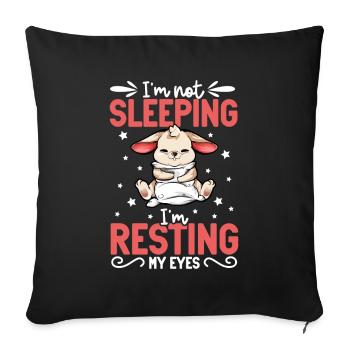 Je ne dors pas - lapin - Housse de coussin décorative 45 x 45 cm - noir - Devant