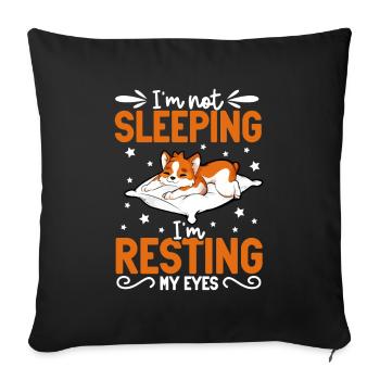 Je ne dors pas - Corgi - Housse de coussin décorative 45 x 45 cm - noir - Devant