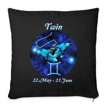 Zodiac sign Gemini, Kingfisher, Constellation - Sofa pillowcase 17,3'' x 17,3'' (45 x 45 cm) - black - Front