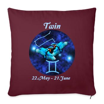 Zodiac sign Gemini, Kingfisher, Constellation - Sofa pillowcase 17,3'' x 17,3'' (45 x 45 cm) - burgundy - Front