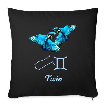 Zodiac sign Gemini, Kingfisher, Constellation - Sofa pillowcase 17,3'' x 17,3'' (45 x 45 cm) - black - Front