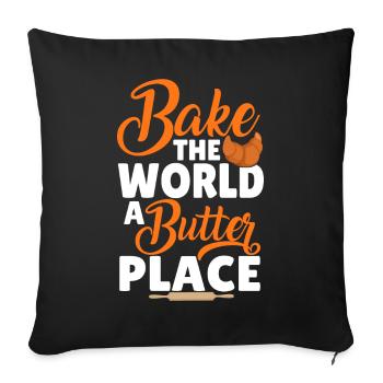 Funny bread baking baker - Sofa pillowcase 17,3'' x 17,3'' (45 x 45 cm) - black - Front