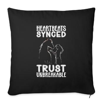 Herzschlag synchronisiert - Pferde - Sofakissenbezug 45 x 45 cm - Schwarz - Vorne