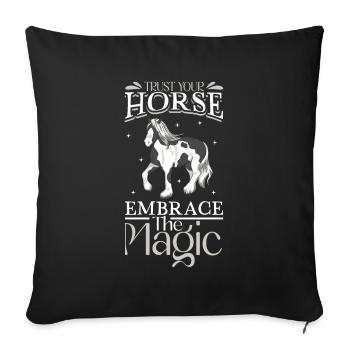 Libérez la magie - chevaux - Housse de coussin décorative 45 x 45 cm - noir - Devant