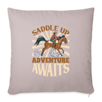 Saddle up - adventure awaits - horses - Sofa pillowcase 17,3'' x 17,3'' (45 x 45 cm) - light taupe - Front