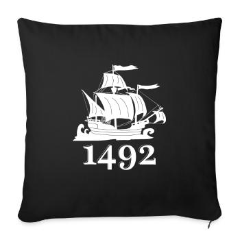 Columbus Day 1492 Christophe Colomb - Housse de coussin décorative 45 x 45 cm - noir - Devant