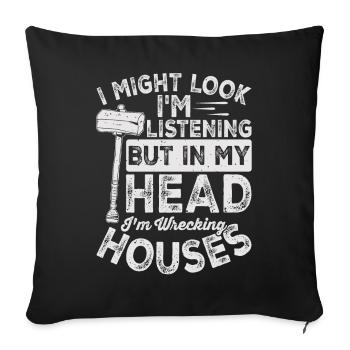 Journée amusante de démolition de maison - Housse de coussin décorative 45 x 45 cm - noir - Devant