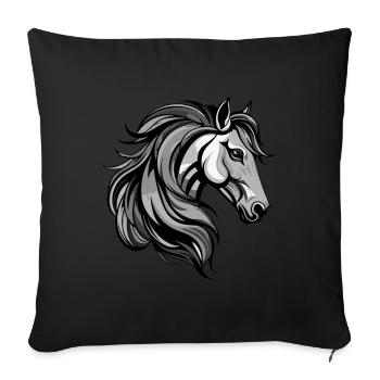 Portrait de cheval - Housse de coussin décorative 45 x 45 cm - noir - Devant