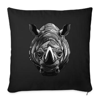 Portrait de rhinocéros - Housse de coussin décorative 45 x 45 cm - noir - Devant