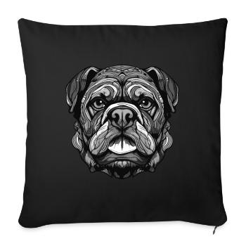 Portrait de chien bouledogue - Housse de coussin décorative 45 x 45 cm - noir - Devant