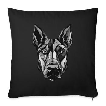 Portrait de chien doberman - Housse de coussin décorative 45 x 45 cm - noir - Devant