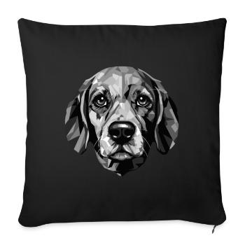 Portrait de chien Beagle - Housse de coussin décorative 45 x 45 cm - noir - Devant