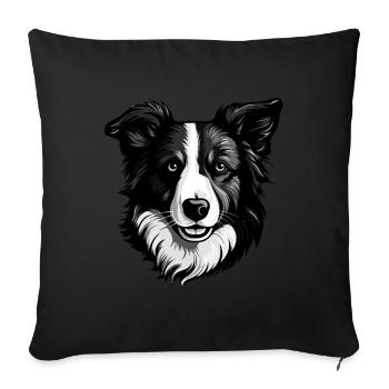 Border Collie Dog Portrait - Sofa pillowcase 17,3'' x 17,3'' (45 x 45 cm) - black - Front