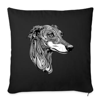 Greyhound Dog Portrait - Sofa pillowcase 17,3'' x 17,3'' (45 x 45 cm) - black - Front